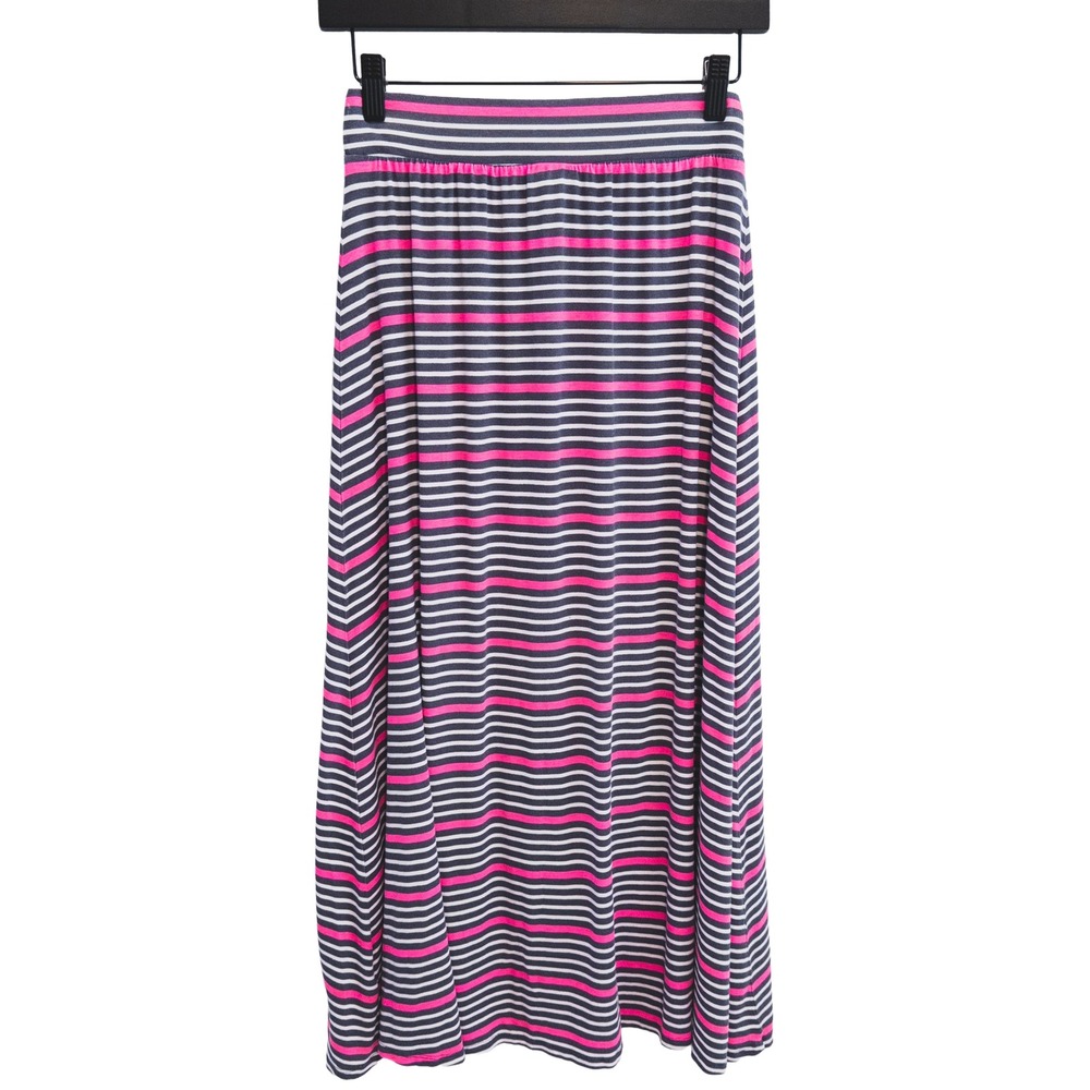 Cherokee Maxi Skirt Girls XL 14-16 Gray Pink Striped Elastic Waist Modest Tween